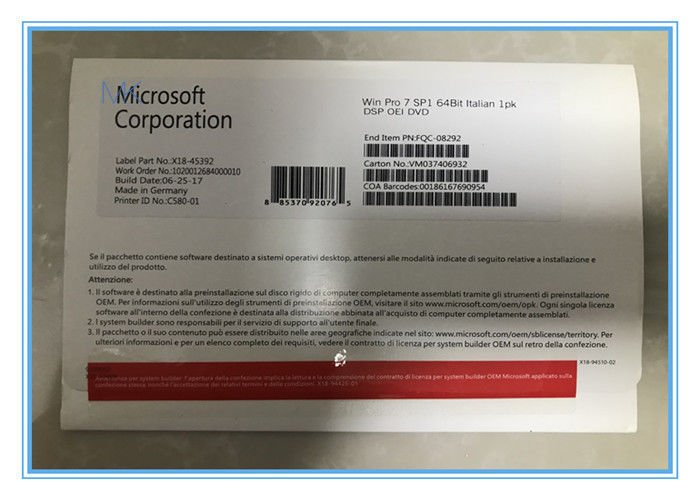 FQC - 08929 pro língua italiana em linha 2GB RAM de Microsoft Windows 7 para 64-bit