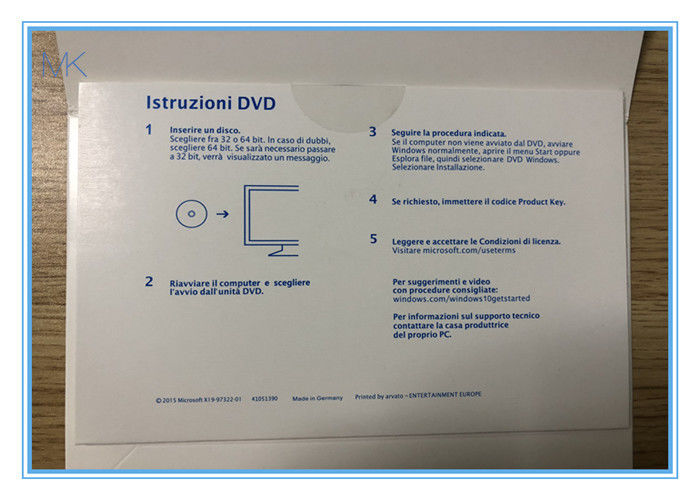 Caixa varejo DSP 64-bit OEI 1pk de Windows 10 italianos da língua pro para o PC/portátil